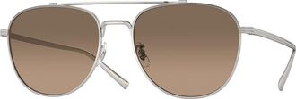 Oliver Peoples OV1335ST Rivetti Polarized 5036GN Mens Sunglasses Silver Size 55