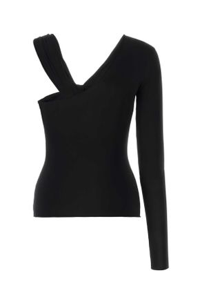 Nensi Dojaka Womens Black Stretch Viscose Top Exterior: Elastane Maglie
