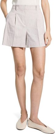 Theory Fluid Linen Blend Shorts in Cognac Multi at Nordstrom, Size 10