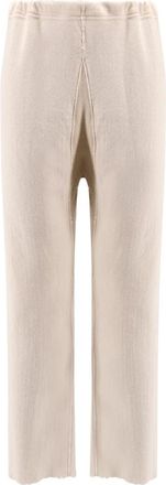Maison Margiela Broeken, Heren, Beige, S, Katoen, Witte Wijde Pijp Gerafelde Katoenen Broek