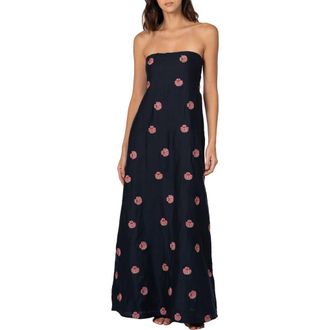 Maaji Crimson Strapless Linen Maxi Cover-Up Dress in Blue at Nordstrom Rack, Size Medium