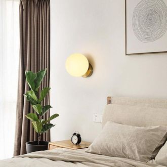 OEM Aplique De Pared Moderno, Bombilla E27, L&aacute;mpara De Pared De Interior Con Pantalla De Cristal De 15 Cm Para Dormitorio, Sal&oacute;n O Pasillo. Bombilla No In