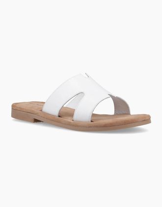 Hush Puppies Womens Hush Puppies Azalea Mule Leather Womens White Sandals - Size: 7