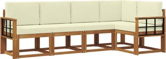 vidaXL Conjunto De Sof&aacute;s De Exterior 5 Uds. Natural Y Crema Vidaxl