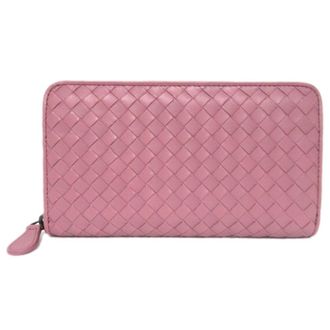 Bottega Veneta Intrecciato Pink Intrecciato Long Wallet (Bi-Fold) (Pre-Owned)