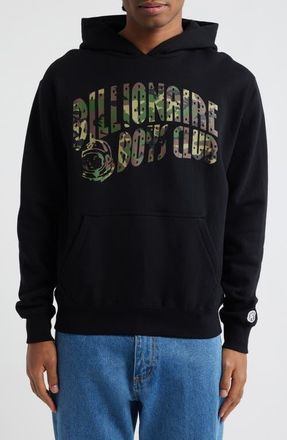 Billionaire Boys Club Camo Logo Graphic Hoodie in Black at Nordstrom, Size Xx-Large