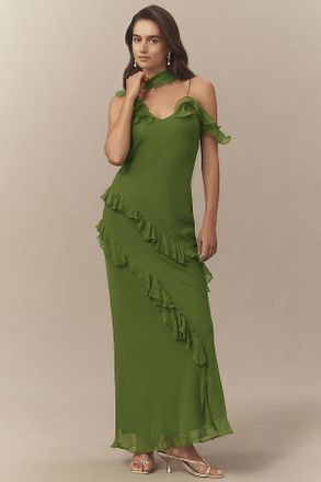 De La Vali Hemera Ruffled Silk Scarf Maxi Dress