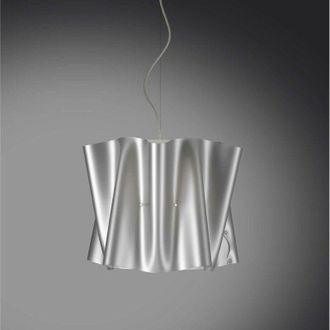 Linea Zero L&aacute;mpara Colgante De Tres Luces Folio Pantalla Polilux Plata Di&aacute;metro 60x H32 Cm