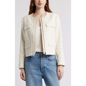 Nordstrom Collarless Jacket in Ivory at Nordstrom, Size Xx-Large