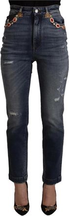 Dolce & Gabbana Blauwe High Waist Skinny Denim Jeans - Dames - Slim Fit Jeans - Blauw - XS - Denim - Jeans