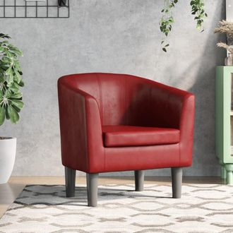 vidaXL Sill&oacute;n Cuero Sint&eacute;tico Rojo Tinto Vidaxl