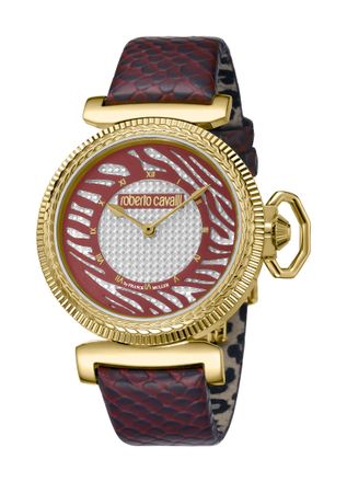 Roberto Cavalli Womens :Ladies silver dial burgundy watch Leather - One Size