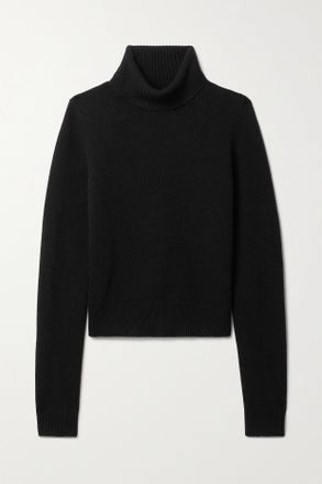 Nili Lotan Pullover Cropped A Collo Alto In Lana Hollyn - Nero