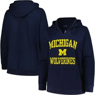 Champion Womens Champion Navy Michigan Wolverines Plus Size Heart & Soul Notch Neck Pullover at Nordstrom, Size 2X