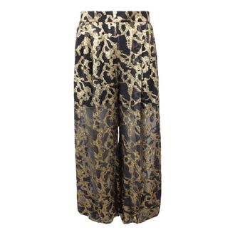 Nina Ricci Wide Trousers, female, Multicolor, Size: XS Harem Trousers with Gold Marbled Pattern