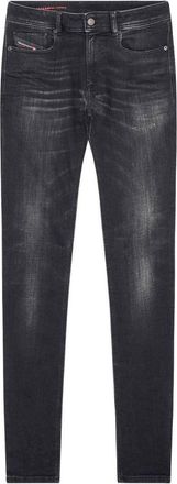Diesel Sleenker Destroyed Reinforced Denim Black Skinny Jeans