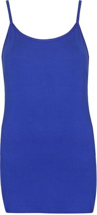 Purple Hanger Womens Plain Sleeveless Ladies Stretch Round Scoop Neckline Camisole Long Strappy Vest Tank Top Plus Size (26-28, Royal Blue, Numeric_26)