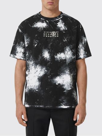 Maison Margiela T-shirt in cotone a fantasia astratta con logo Mm6 Maison Margiela