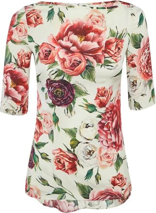 Dolce & Gabbana Zijden blouse met bloemenprint - Beige