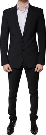 Dolce & Gabbana Black Wool 3 Piece Slim Fit Formal Men Mens Suit