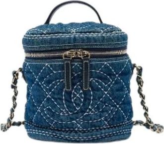 Chanel Pre-owned Vanity Bag - Dames - Vintage Schoudertas - Blauw - ONE Size - Leer - Vintage