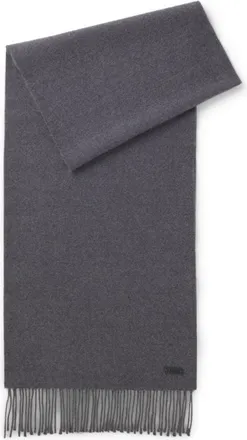 BOSS Italian-made wool scarf with logo patch