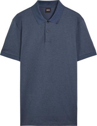 BOSS Boss Fine-knit Cotton Polo Shirt - Navy - Xxl