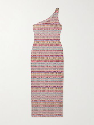 Missoni Copricostume Monospalla In Mesh Stretch A Righe - Rosa