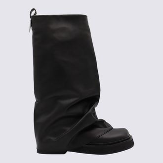 The Attico Black Leather Boots