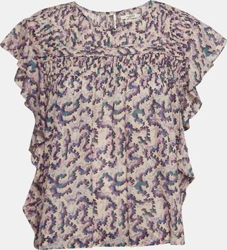 Isabel Marant Etoile Multicolor Printed Cotton Ruffled Ilayona Top