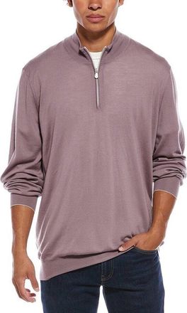 Brunello Cucinelli Mauve Wool Half Zip Sweater, Brand Size 44 (US Size 34)