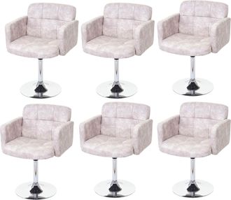 Hhg Hhg - Juego De 6 Sillas De Comedor Orlando, Silla Giratoria, Imitaci&oacute;n De Ante Cromado Con Certificado Mvg, Vintage Gris Claro