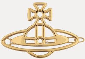 Vivienne Westwood Thin Line Hair Clip Gold Swarovski Crystals Unisex