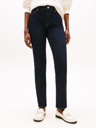 Tommy Hilfiger Slim-fit-Jeans TOMMY HILFIGER DNM RINSE SLIM RW, Damen, Gr. 25, L&auml;nge 32, blau (denim rinse), Denim/Jeans, Obermaterial: 99% Baumwolle, 1% Elasthan, u