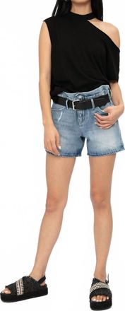 Rta Pierce Belted Short In Clean Blue