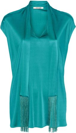 Roberto Cavalli scarf-detail V-neck blouse - women - Viscose - 42 - Green