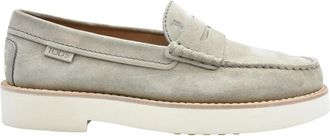 Tod's Nubuck Mocassin Rubberen Zool Schoenen - Heren - Loafers - Grijs - 43 EU - Schoenen
