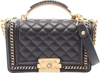 Chanel Pre-owned Boy 2way Leather Shoulder Bag - Dames - Vintage Mini Tas - Zwart - ONE Size - Leer - Vintage