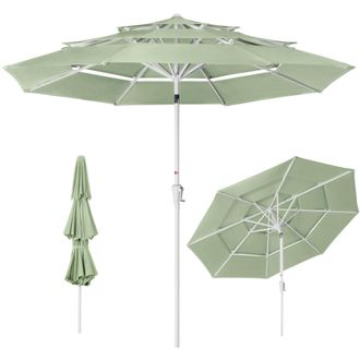 Best Choice Products 10ft 3-Tier Patio Umbrella White Pole, Outdoor Market Umbrella Steel Pole