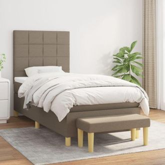 vidaXL Cama Box Spring Con Colch&oacute;n Tela Gris Taupe 90x190 Cm Vidaxl