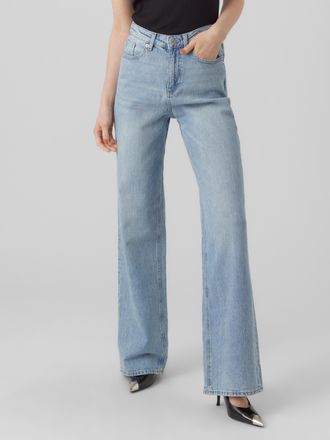 Vero Moda Straight-Jeans VERO MODA VMTESSA HR STRAIGHT JEANS RA339 GA NOOS, Damen, Gr. 27, L&auml;nge 32, blau (light blau denim), Denim/Jeans, Obermaterial: 99% Bau