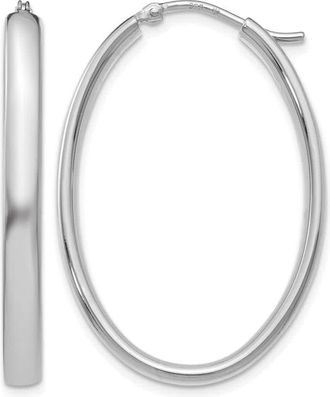 Diamond2Deal Sterling Silver Polished Oval Hoop Earrings