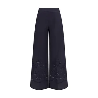 Forte_Forte Blue Cotton Casual Womens Pants