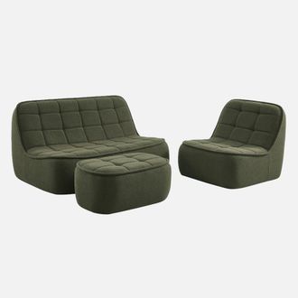 Sweeek Sof&aacute; Modular De Borreguito Texturizada Con Reposapi&eacute;s, 3 Plazas