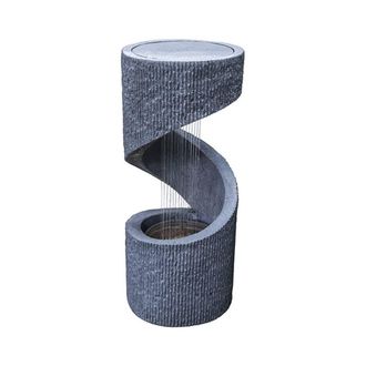 Ivyline Outdoor Spiral Water Feature - Polyresin - L35 x W35 x H82 cm - Cement in Grey