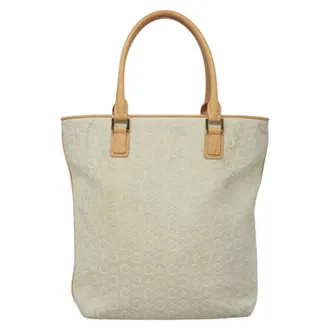 Celine Vintage Macadam Canvas White Suede Backpack Bag (Pre-Owned)