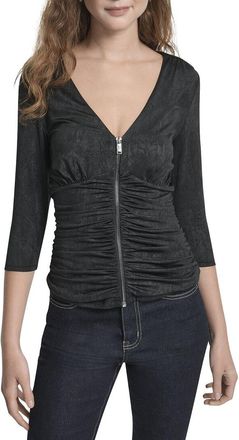 DKNY Dkny 3/4 Sleeve Zip Front Top