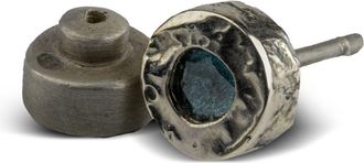 Parts Of Four Sterling zilveren kleine stud oorbel met blauwe diamant
