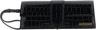 Jacquemus Black La Pochette Bambino Crocodile-Embossed Leather Clutch