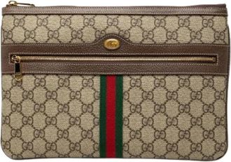 Gucci Pre-owned Vintage Clutch - Dames - Vintage Clutch - Beige - ONE Size - Leer - Vintage